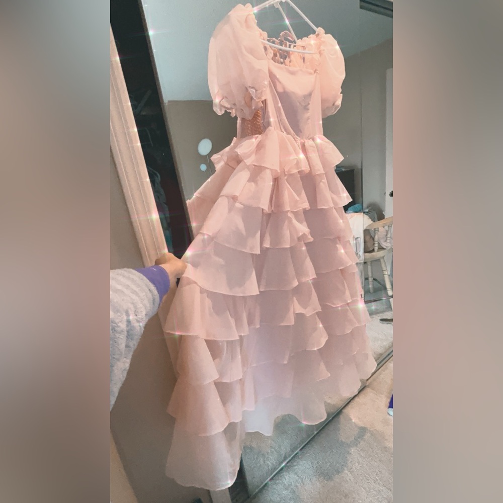 Beautiful Ruffled Pink Dress - Picture 6 of 8